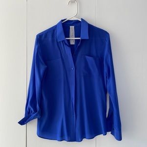 Oversized silk blouse - cobalt blue